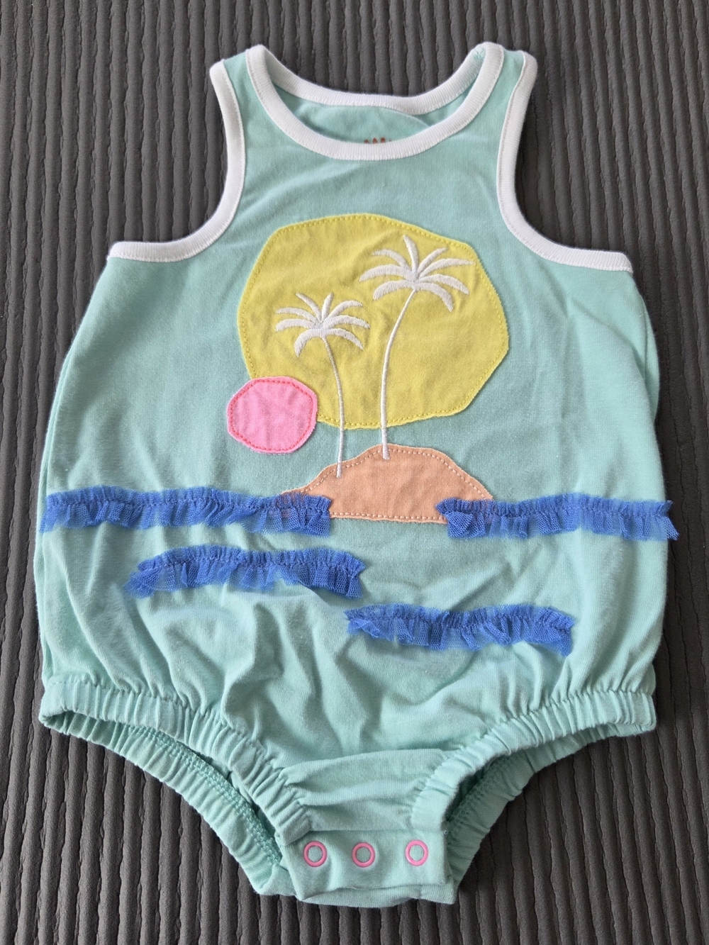 Baby Cat & Jack 3-6 Month Sleeveless Snap Romper Tropical Graphics Multicolor
